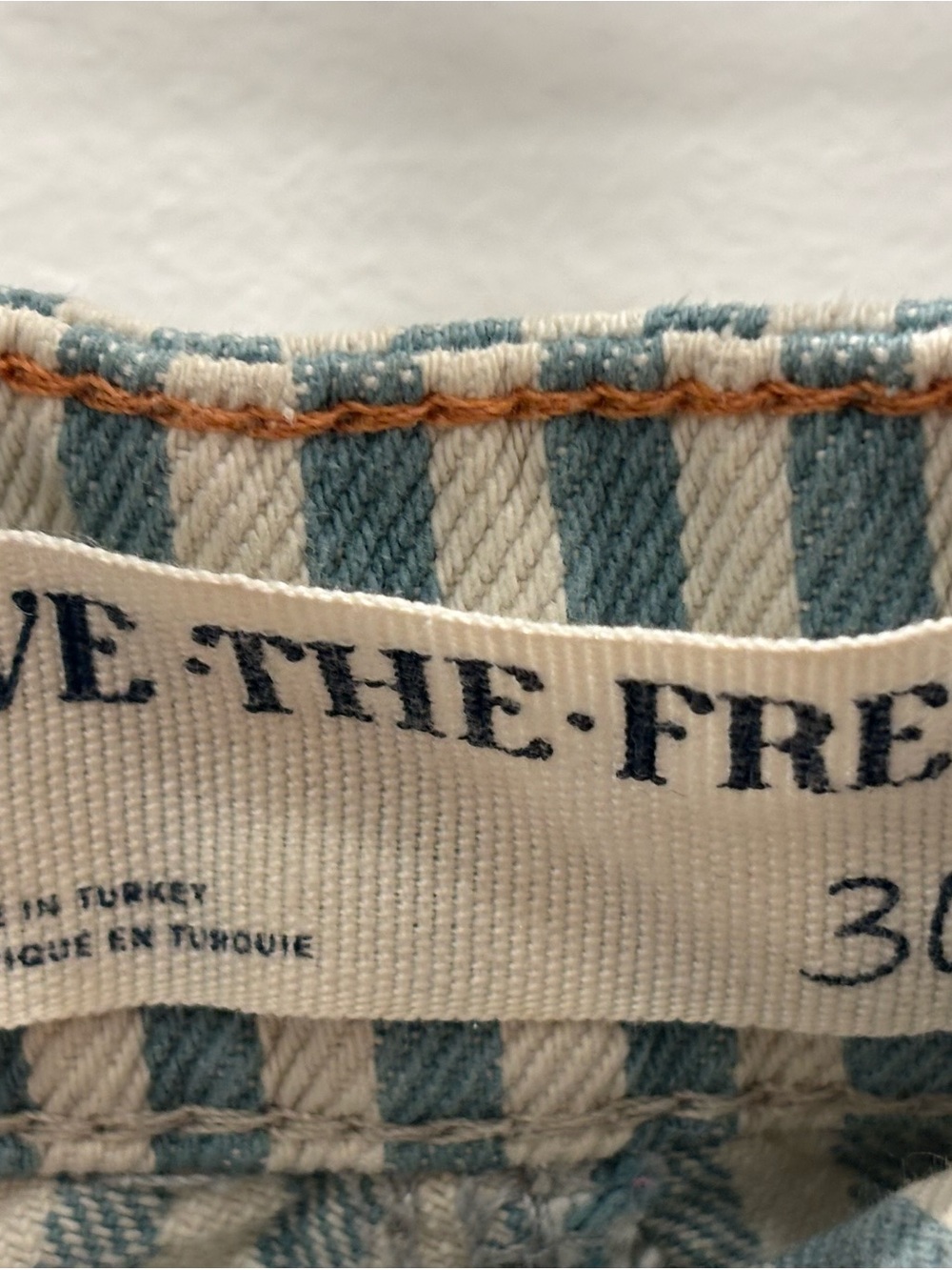 We The Free Moxie Railroad Low Slung Blue & White Striped Wide-Leg Jeans - Picture 5 of 6